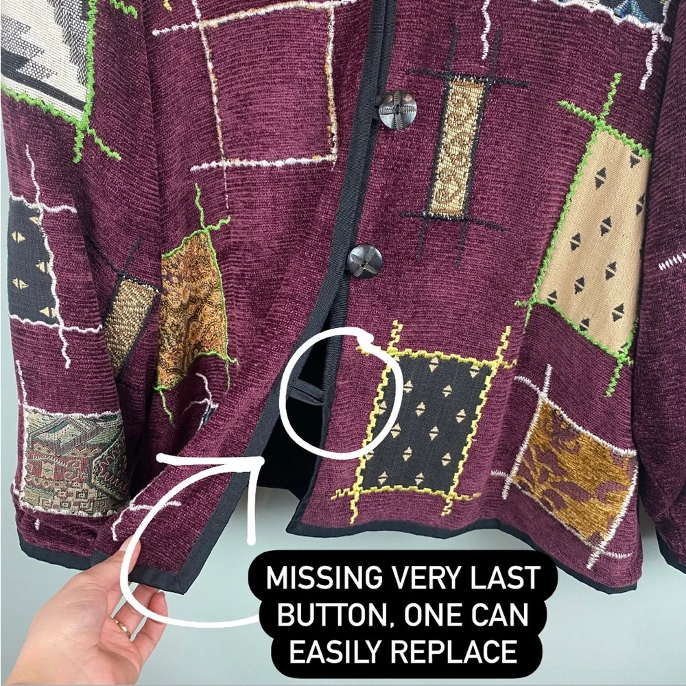 Vintage Nouveau Monde Horse Western Boho Patchwork boho Jacket size 2X